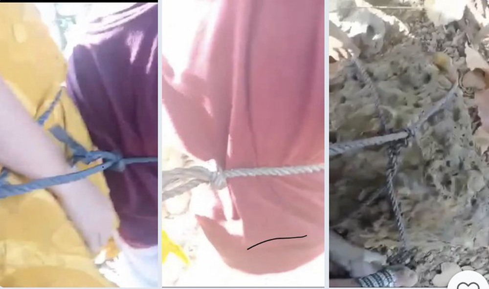 CLIP: Phẫn nộ cha trói 3 con vào tảng đá bên suối để uy hiếp vợ