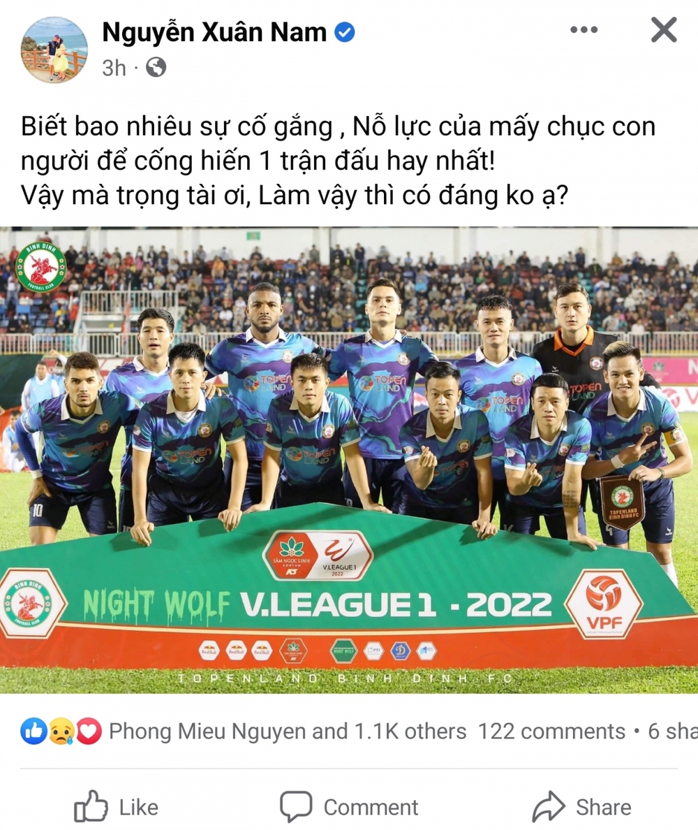 Cầu thủ ghi bàn bằng tay ở V-League 2022 “đòi công bằng” cho Bình Định - Ảnh 1.