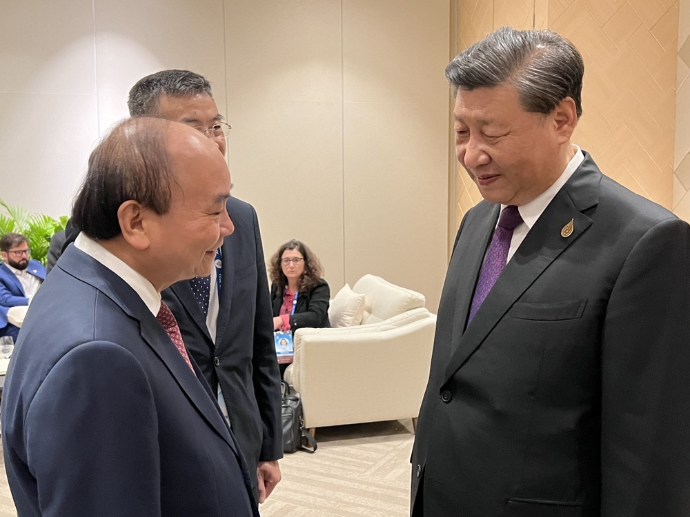 Chủ tịch nước Nguyễn Xuân Phúc gặp Tổng Bí thư, Chủ tịch Trung Quốc Tập Cận Bình - Ảnh 1.