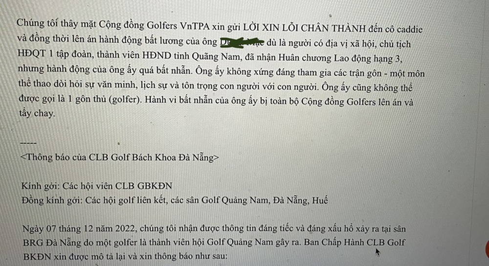 Thêm một câu lạc bộ golf tẩy chay golfer đánh caddie bất tỉnh