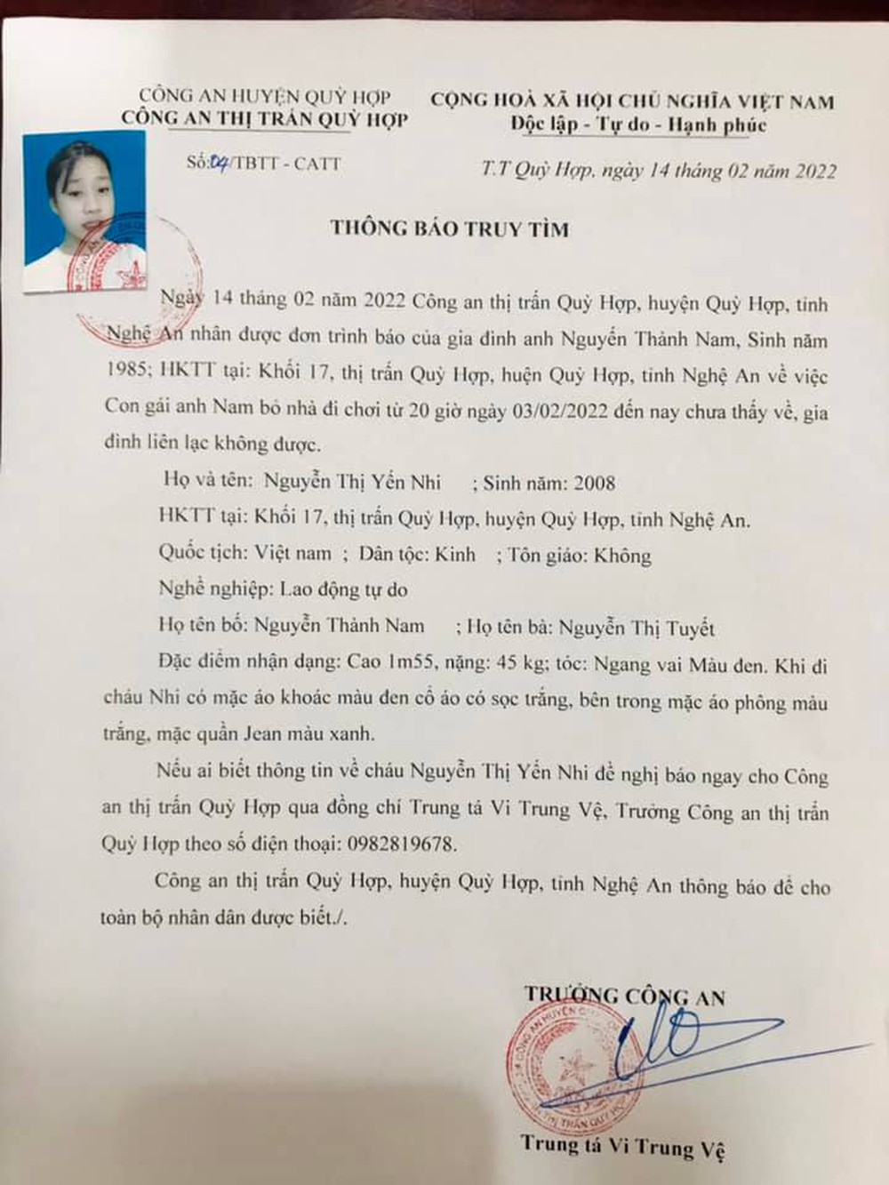 Thiếu nữ 14 tuổi mất tích bí ẩn hơn 10 ngày qua khi đi chơi cùng bạn - Ảnh 1.