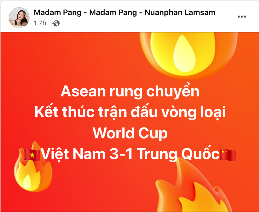 Nữ trưởng đoàn Thái Lan chúc mừng tuyển Việt Nam thắng Trung Quốc: Đông Nam Á rung chuyển - Ảnh 3.
