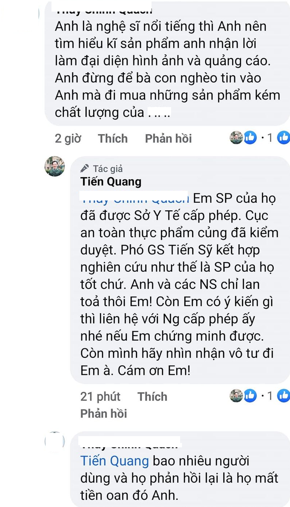 Bị khán giả vào tận Facebook nhắc nhở chuyện quảng cáo, NSƯT Quang Tèo lên tiếng - Ảnh 1.