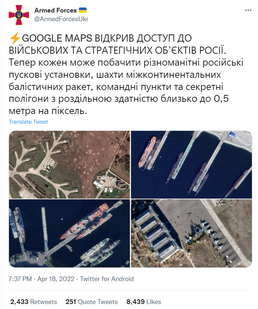Có thật Google Maps đang phơi bày các địa điểm quân sự chiến lược của Nga? - Ảnh 1.