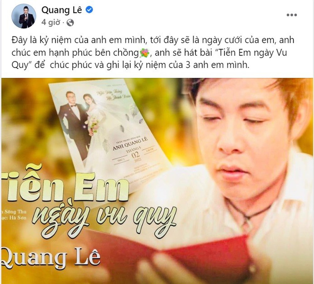 “Người tình tin đồn” sắp lấy chồng, Quang Lê tuyên bố làm một điều đặc biệt trong lễ cưới - Ảnh 2.