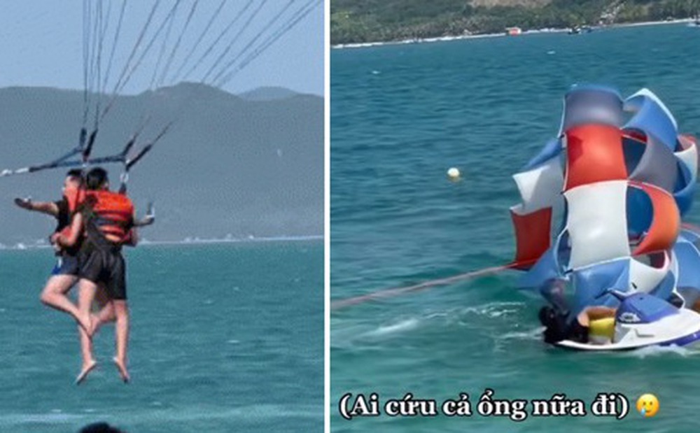 Trải nghiệm dù bay bất ổn ở Nha Trang: Vài giây đã ngã nhào xuống nước, cano cứu hộ vừa chạy đến cũng gặp hoạ