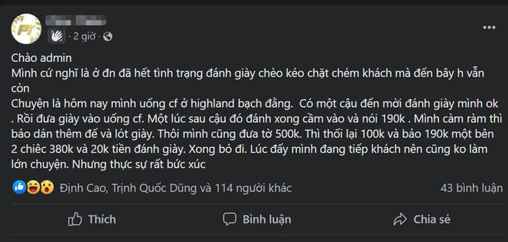 Chính quyền Đà Nẵng vào cuộc vụ người dân tố mất 400.000 đồng cho 1 lần đánh giày - Ảnh 1.