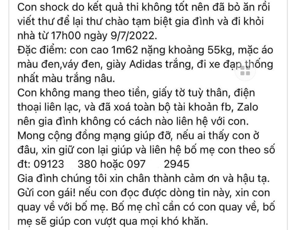 MXH nhốn nháo sau kỳ thi vào lớp 10: Chỗ này khoe thành tích, chỗ kia tìm trẻ bỏ nhà ra đi... - Ảnh 1.