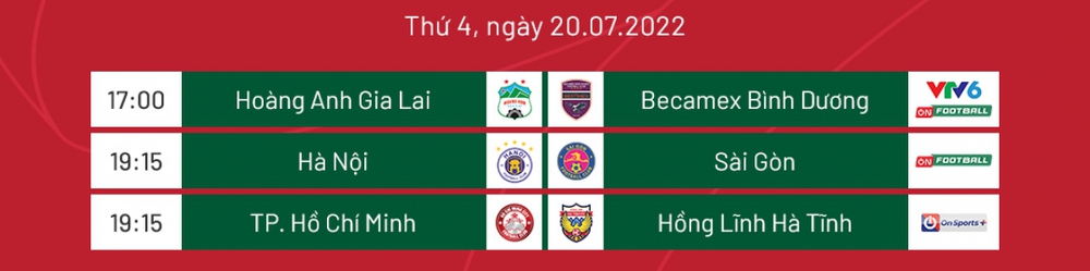 Lịch thi đấu V-League 2022 hôm nay (20/7): Hà Nội FC và HAGL dễ thở - Ảnh 1.