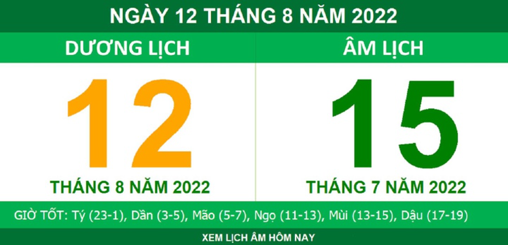 Lịch âm hôm nay thứ Sáu ngày 12/8 - Ảnh 1.