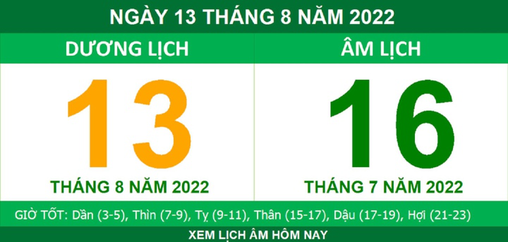 Lịch âm hôm nay thứ Bảy ngày 13/8 - Ảnh 1.