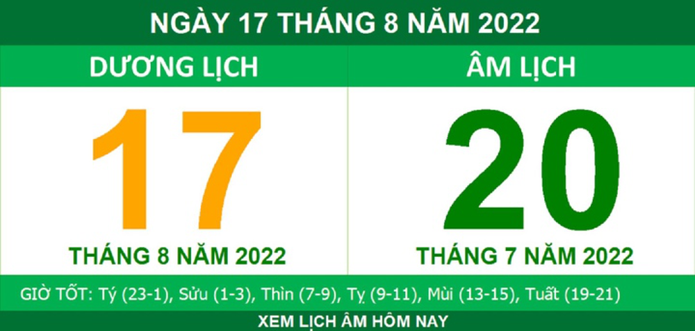 Lịch âm hôm nay thứ Tư ngày 17/8 - Ảnh 1.