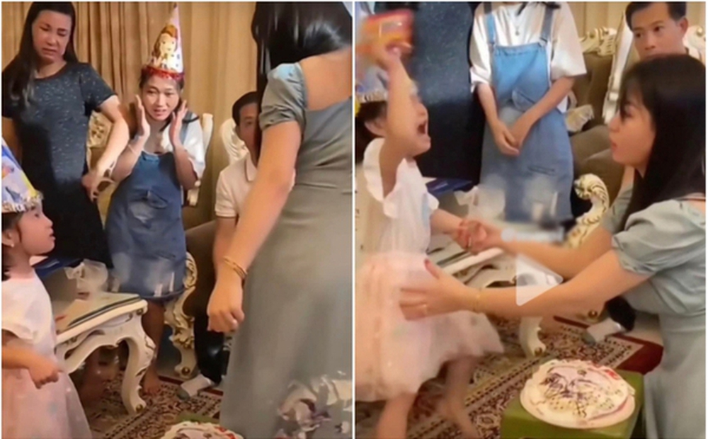 Bé 5 tuổi khóc như mưa vì bị khách ngồi lên bánh sinh nhật