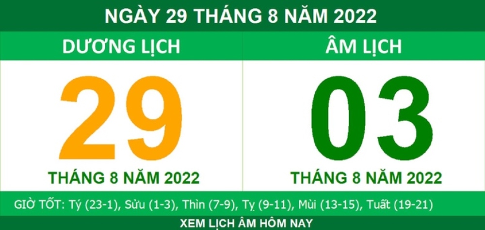 Xem lịch âm hôm nay thứ Hai ngày 29/8 - Ảnh 1.