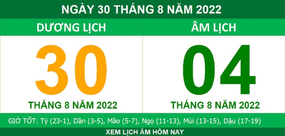 Xem lịch âm hôm nay thứ Ba ngày 30/8 - Ảnh 1.