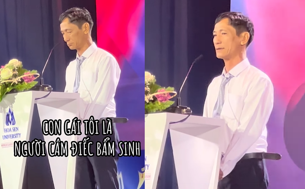 Cha khóc nghẹn trong lễ tốt nghiệp của con gái bị câm điếc: Bài phát biểu xúc động