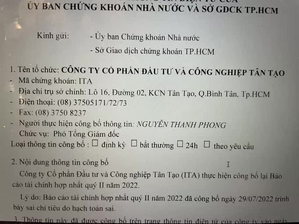 Tân Tạo đính chính số tiền tạm ứng cho bà Đặng Thị Hoàng Yến  - Ảnh 1.