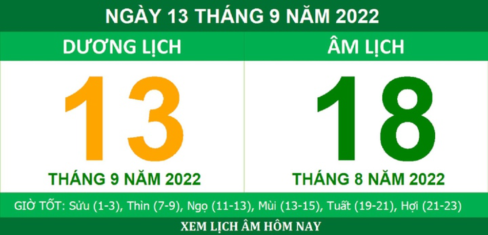 Xem lịch âm hôm nay thứ Ba ngày 13/9 - Ảnh 1.