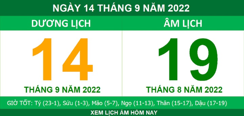 Xem lịch âm hôm nay thứ Tư ngày 14/9 - Ảnh 1.