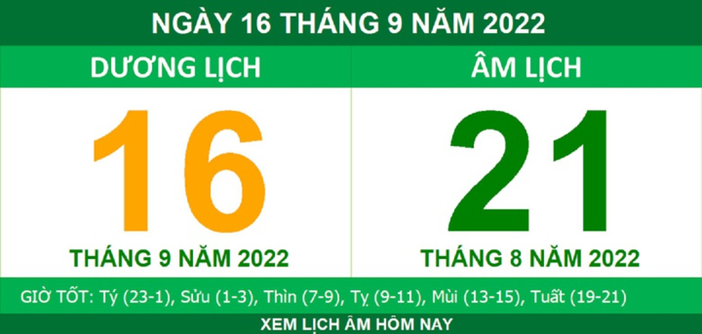 Xem lịch âm hôm nay thứ Sáu ngày 16/9 - Ảnh 1.