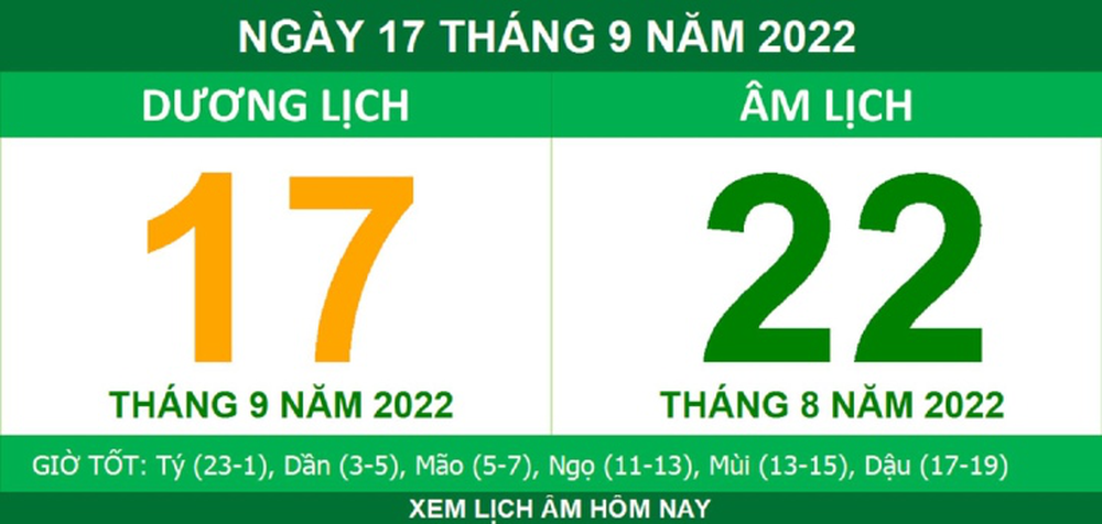 Xem lịch âm hôm nay thứ Bảy ngày 17/9 - Ảnh 1.