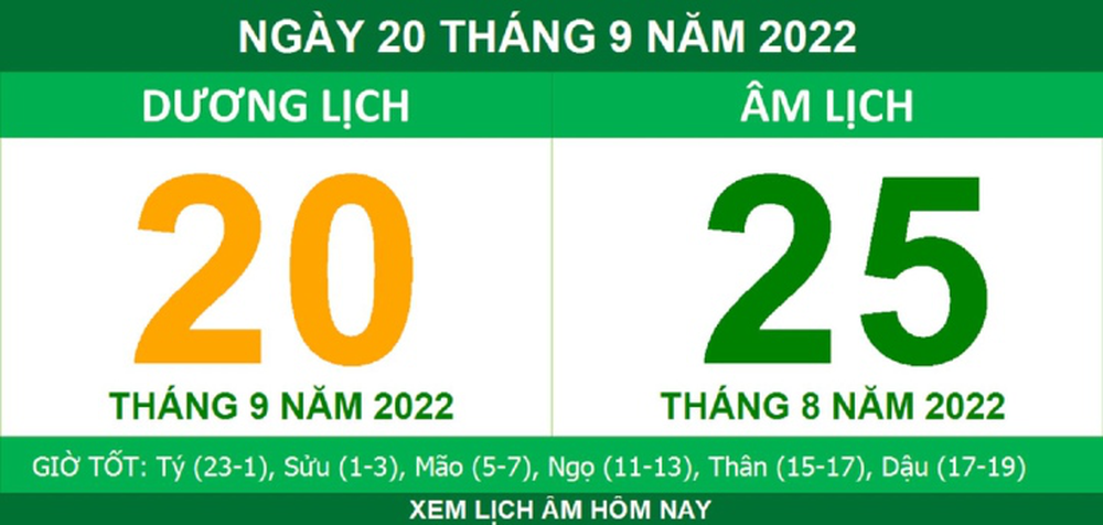 Xem lịch âm hôm nay thứ Ba ngày 20/9 - Ảnh 1.