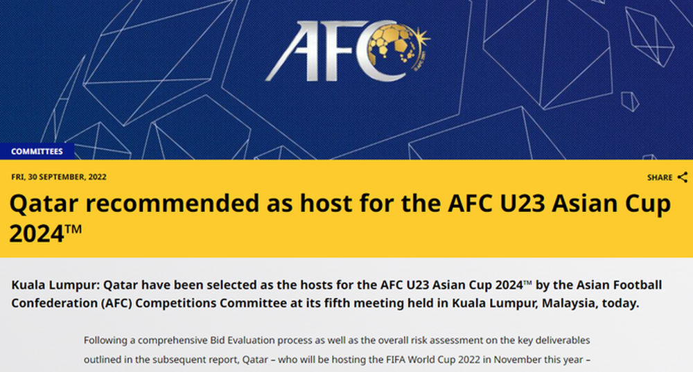 U23 Việt Nam rộng cửa được thi đấu trên sân tổ chức World Cup 2022 - Ảnh 1.