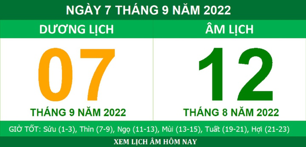 Xem lịch âm hôm nay thứ Tư ngày 7/9 - Ảnh 1.