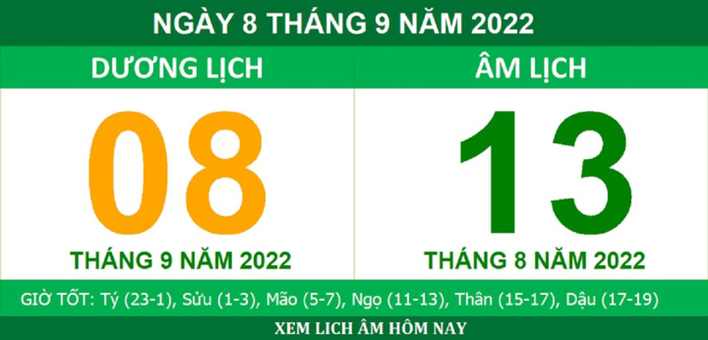 Xem lịch âm hôm nay thứ Năm ngày 8/9 - Ảnh 1.