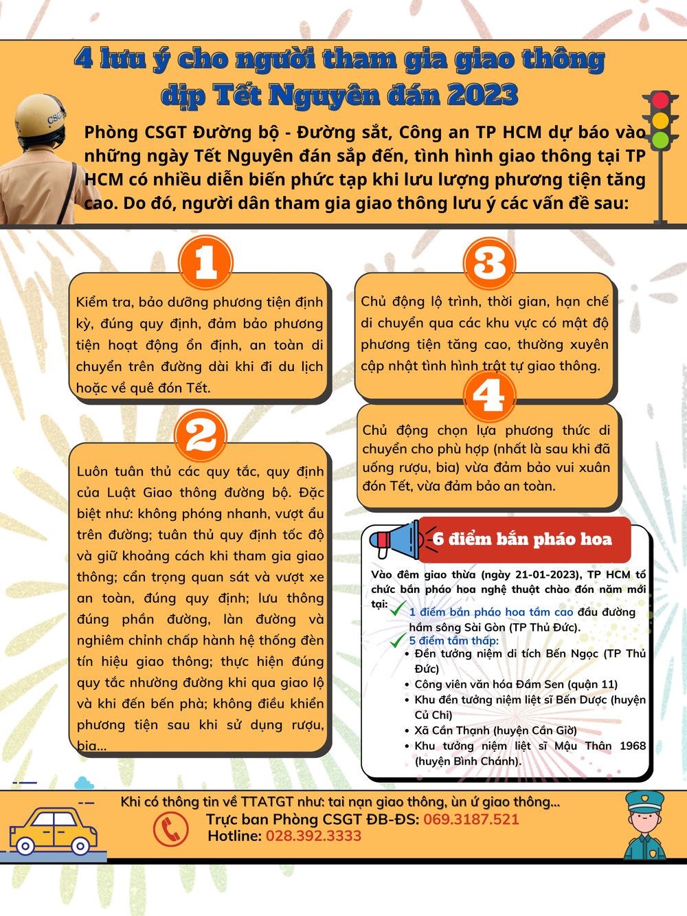 [Infographic] 4 điều CSGT TP HCM lưu ý người dân đi lại dịp Tết - Ảnh 1.