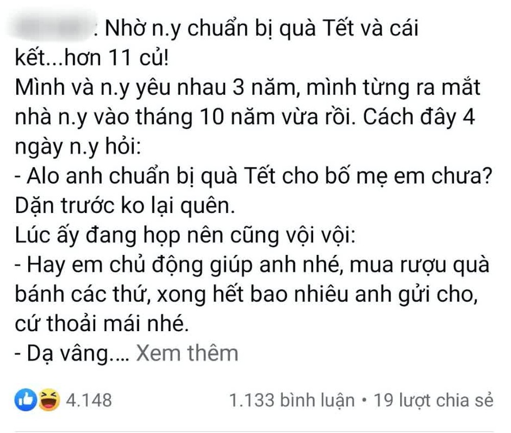 Chàng trai đỏ nhất ngày cuối năm: Nhờ người yêu chuẩn bị quà Tết và cái kết là con số bất ngờ - Ảnh 1.