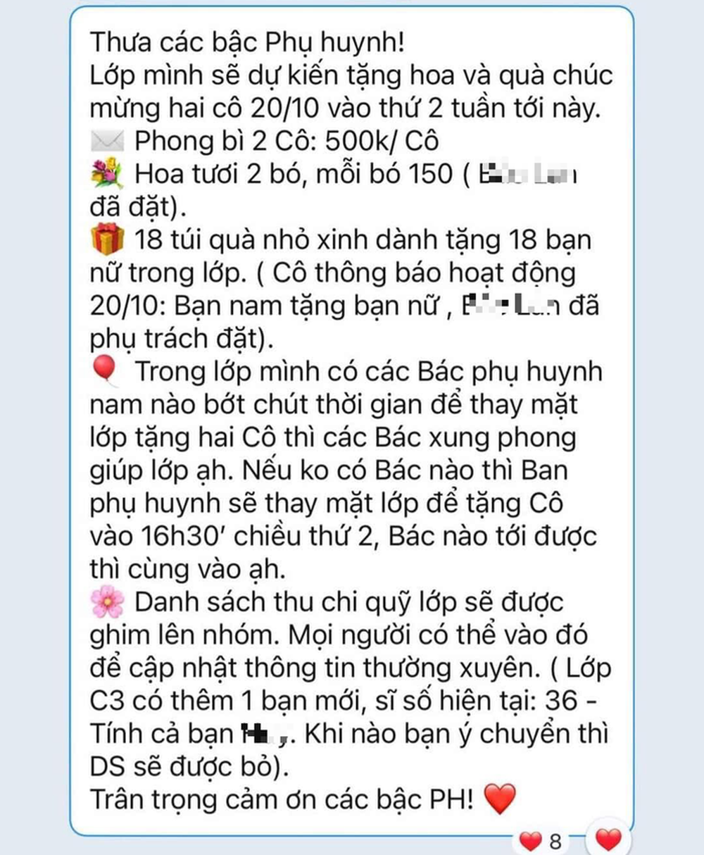 Khoản chi ngày 20/10 của 1 lớp học gây tranh cãi: Phú quý sinh lễ nghĩa hay so đo, ích kỉ? - Ảnh 1.