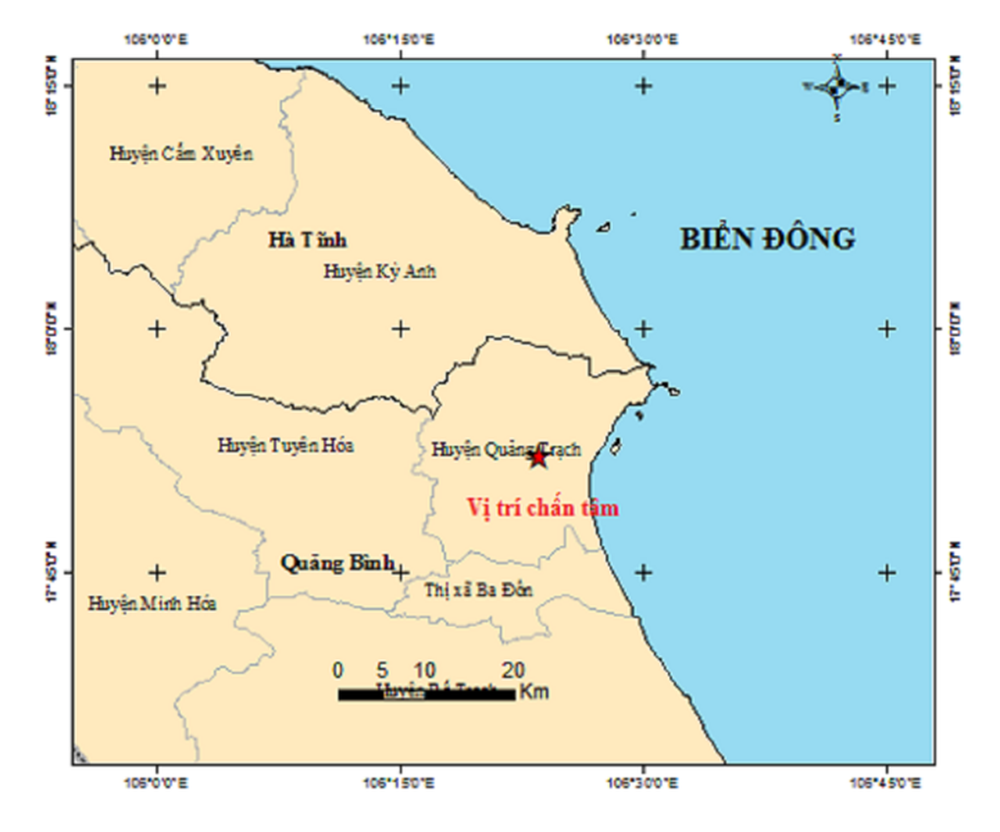 Động đất 4.0 độ ở Quảng Bình gây rung lắc mạnh - Ảnh 1.