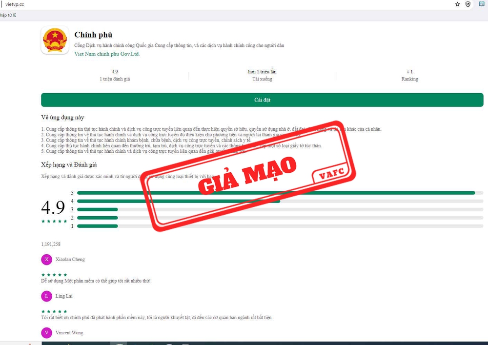 Cảnh báo giả mạo phần mềm của Chính phủ để lừa đảo - Ảnh 1.