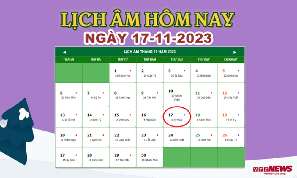 Lịch âm 17/11 - Âm lịch hôm nay 17/11 chính xác nhất - lịch vạn niên 17/11/2023 - Ảnh 1.