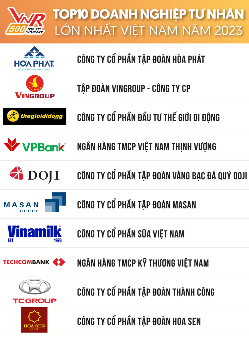 Hòa Phát vẫn đứng trên Vingroup, THACO bay khỏi Top 10 DN tư nhân lớn nhất Việt Nam năm 2023 - Ảnh 2.