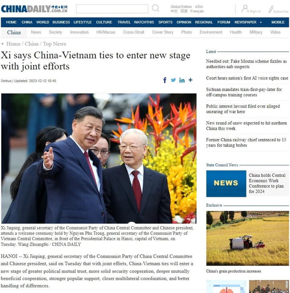 Báo chí Trung Quốc đưa tin đậm nét về chuyến thăm Việt Nam của ông Tập Cận Bình - Ảnh 2.