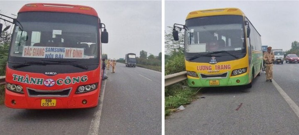 Hai xe khách đánh võng, chèn ép nhau gây náo loạn cao tốc Hà Nội - Bắc Giang - Ảnh 3.