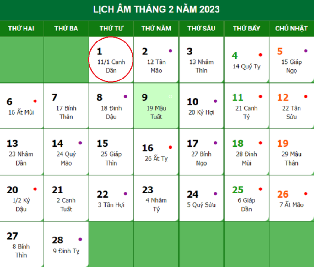 Lịch âm 1/2 - Tra cứu lịch âm hôm nay thứ 4 ngày 1/2/2023, Âm lịch hôm nay là ngày tốt hay xấu? - Ảnh 1.