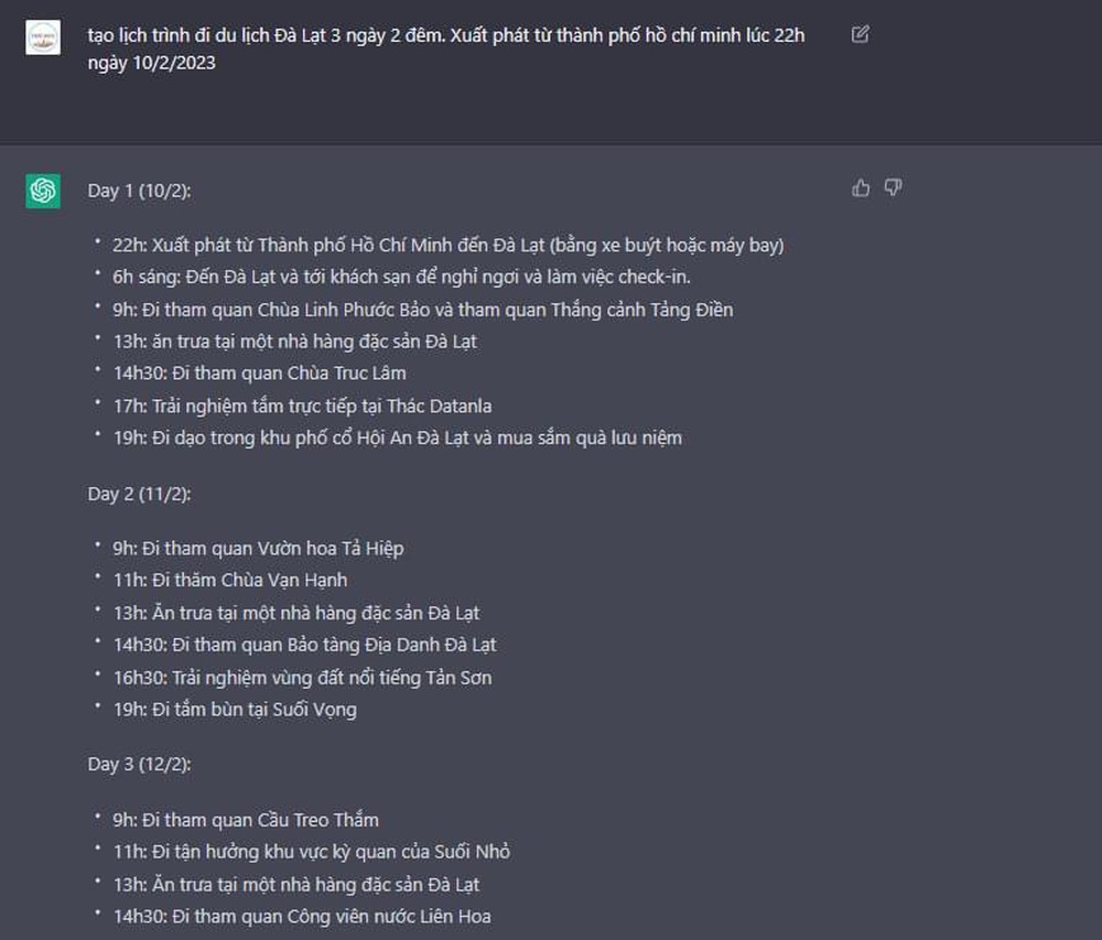 Chuyện thật như đùa: Xôn xao việc ChatGPT viết luôn lịch trình đi Đà Lạt cho người dùng từ A-Z - Ảnh 1.