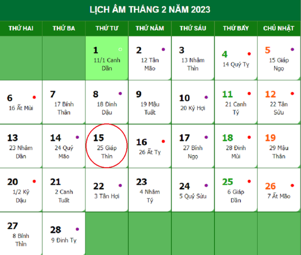 Lịch âm 15/2 - tra cứu lịch âm hôm nay thứ 4 ngày 15/2/2023 - Ảnh 1.