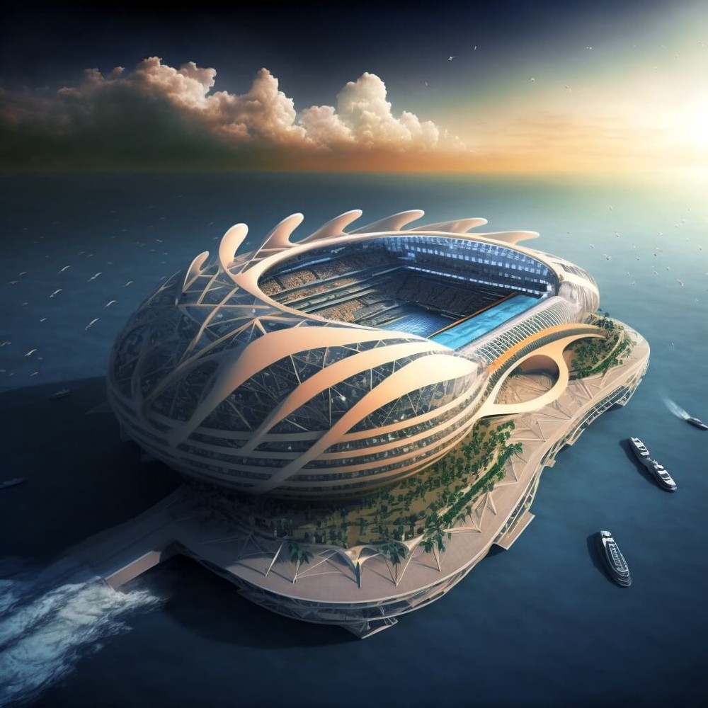 Công trình không tưởng có thể xuất hiện tại World Cup 2026: SVĐ nổi xây dựng bằng vật liệu tái chế, di chuyển hoàn toàn bằng năng lượng tái tạo - Ảnh 4.