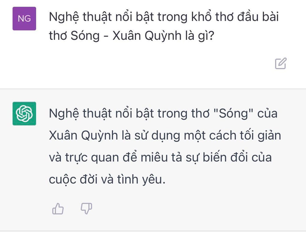 Nhờ ChatGPT trổ tài phân tích bài thơ Sóng và loạt tác phẩm văn học đình đám: Liệu đã đủ tầm để thay thế giáo viên? - Ảnh 4.