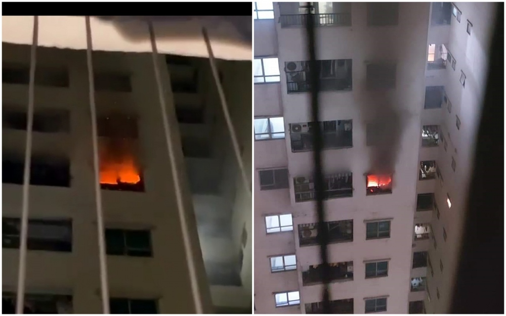 Cháy căn hộ tại chung cư HH Linh Đàm, hàng trăm người hốt hoảng tháo chạy trong đêm - Ảnh 1.