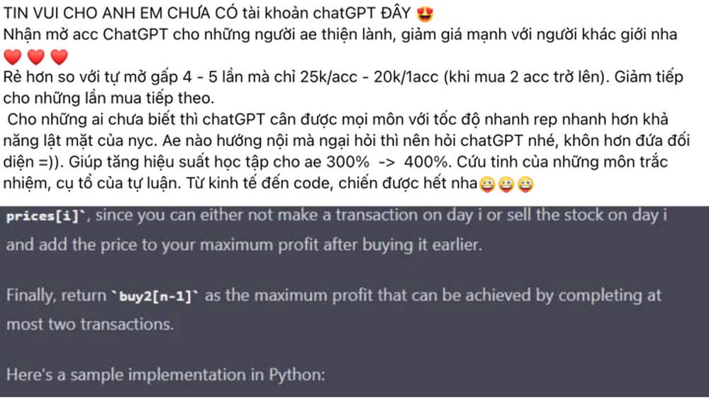 Chưa về đến Việt Nam, tài khoản ChatGPT đã được rao bán tràn chợ mạng - Ảnh 1.