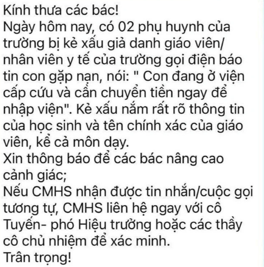 Chiêu lừa con đang cấp cứu, chuyển tiền gấp xuất hiện tại Hà Nội - Ảnh 1.