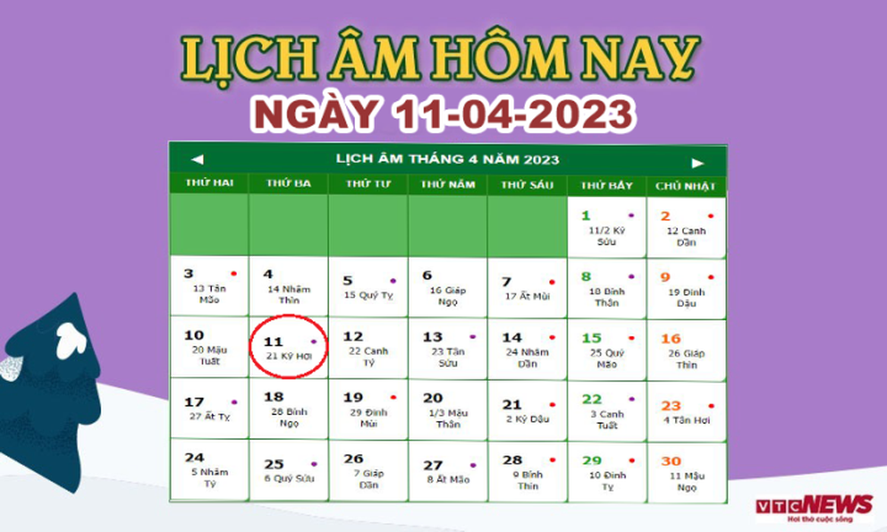 Lịch âm 11/4 – Âm lịch hôm nay 11/4 chính xác nhất - lịch vạn niên 11/4/2023 - Ảnh 1.