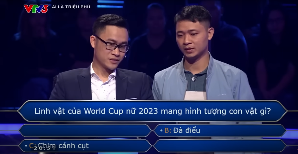 Câu hỏi về linh vật World Cup nữ 2023 khiến thanh niên chơi Ai là triệu phú dùng tới 3 trợ giúp - Ảnh 2.