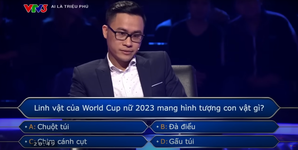 Câu hỏi về linh vật World Cup nữ 2023 khiến thanh niên chơi Ai là triệu phú dùng tới 3 trợ giúp - Ảnh 1.