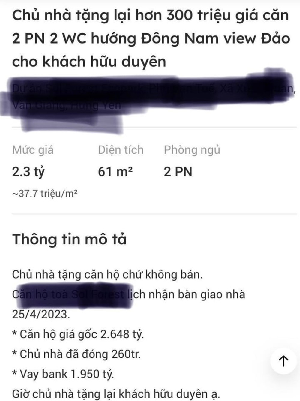 Xôn xao việc chủ nhà Hưng Yên rao tặng căn hộ cho khách, chấp nhận mất 260 triệu - Ảnh 1.